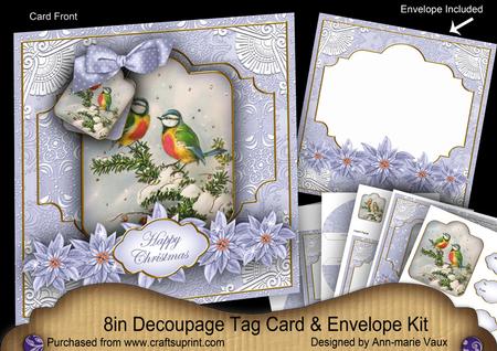 Christmas Blue Tits Special 8in Tag N' Envelope Kit