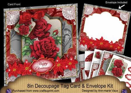 Christmas Roses Special 8in Tag N' Envelope Kit
