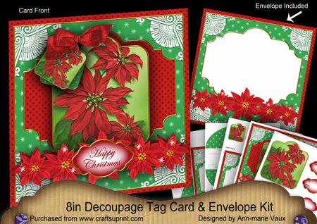 Red Poinsettia Special 8in Tag N' Envelope Kit