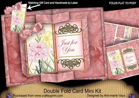 Pink Carnations Double Fold 3D Card Mini Kit