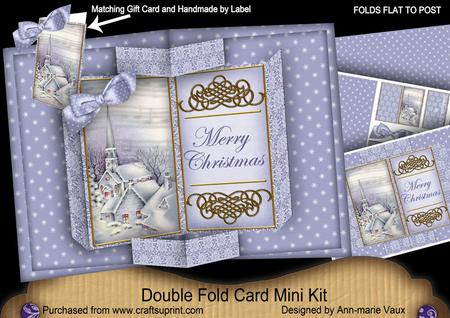 Blue Church Double Fold 3D Card Mini Kit