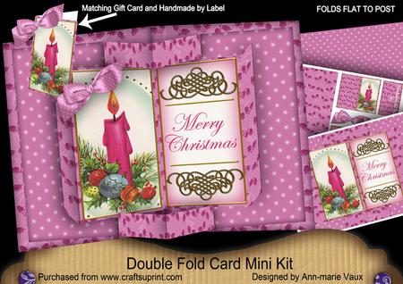 Cerise Candle Double Fold 3D Card Mini Kit