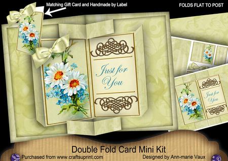 Blue Daisies Double Fold 3D Card Mini Kit