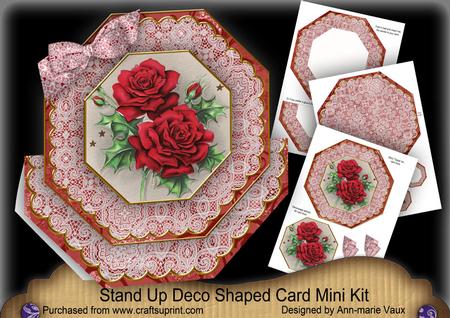 Christmas Red Roses Deco Stand-up Large Card Mini Kit