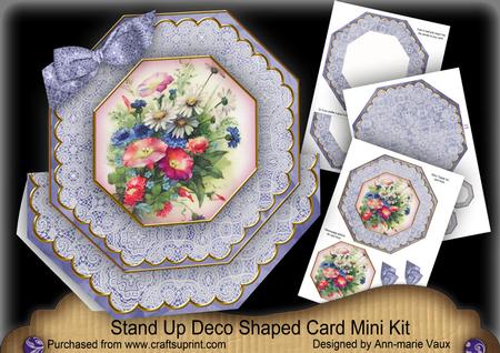 Blue Wildflowers Deco Stand-up Large Card Mini Kit