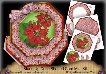 Red Poinsettia1 Deco Stand-up Large Card Mini Kit