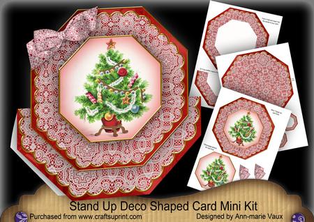 Christmas Tree Red Deco Stand-up Large Card Mini Kit
