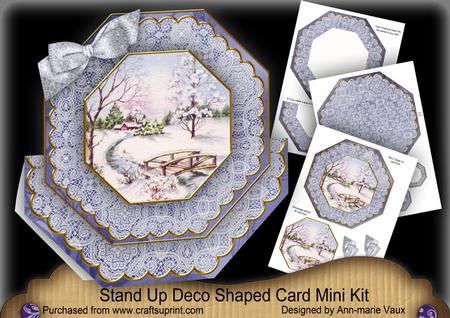 Blue Snowscene Deco Stand-up Large Card Mini Kit