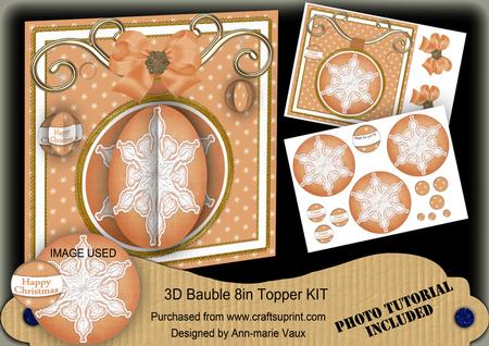 Borange Snowflake 3D Bauble Mini Card Front Kit