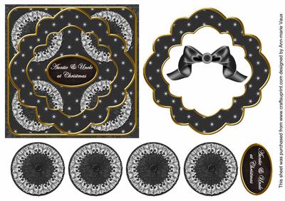 Black Flake Auntie & Uncle 3D Rosette Decoupage Topper