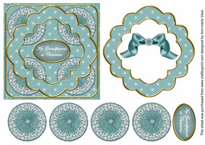 Dteal Flake Grandparents 3D Rosette Decoupage Topper
