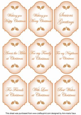 Burnt Orange Christmas Fancy Sentiment Caption Labels
