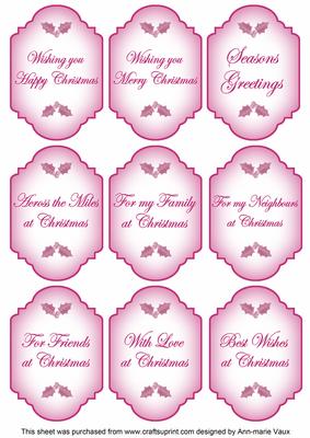Cerise Christmas Fancy Sentiment Caption Labels