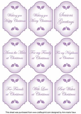 Lilac Christmas Fancy Sentiment Caption Labels