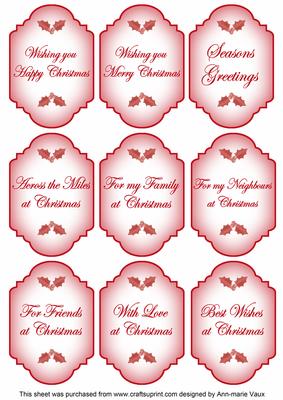 Red Christmas Fancy Sentiment Caption Labels