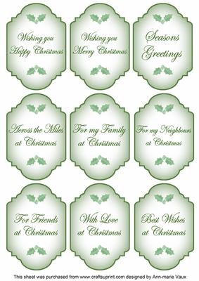 Tree Green Christmas Fancy Sentiment Caption Labels