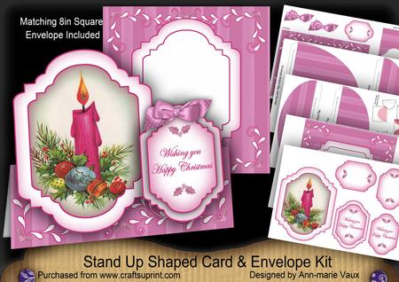 Cerise Candle Large Fancy Stand Up Card N Envelope Kit