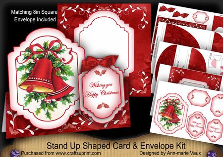 Christmas Bells Large Fancy Stand Up Card N Envelope Kit
