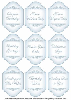 Dusky Teal Birthday Fancy Sentiment Caption Labels