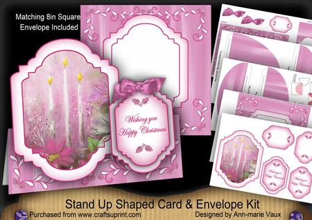 Cerise Candle Trio Large Fancy Stand Up Card N Envelope Kit