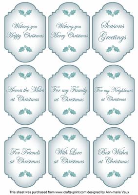 Teal Christmas Fancy Sentiment Caption Labels