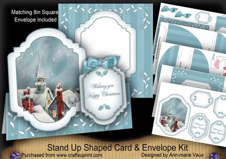 Teal Rooftops Large Fancy Stand Up Card N Envelope Kit