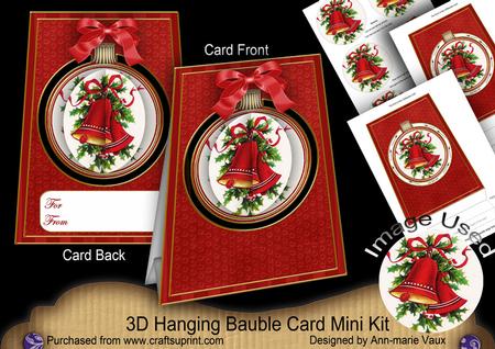 Christmas Bells 3D Hanging Bauble Ornament Card Mini Kit