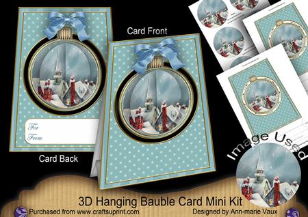Snow Rooftops 3D Hanging Bauble Ornament Card Mini Kit