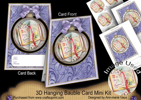 Blue Glory Book 3D Hanging Bauble Ornament Card Mini Kit