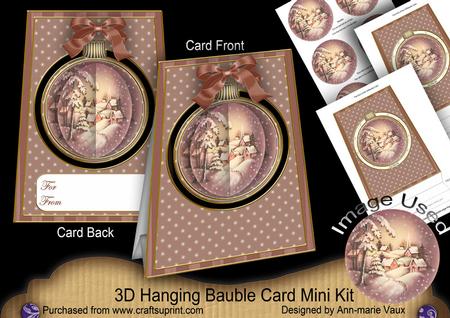 Snowy Village 3D Hanging Bauble Ornament Card Mini Kit