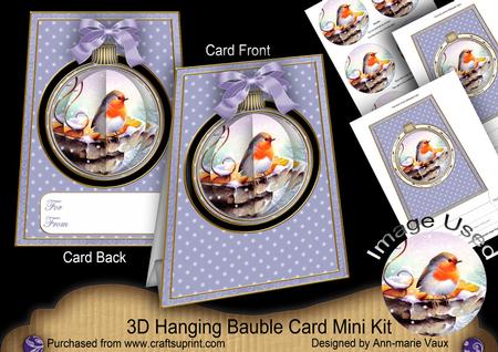 Blue Robin 3D Hanging Bauble Ornament Card Mini Kit