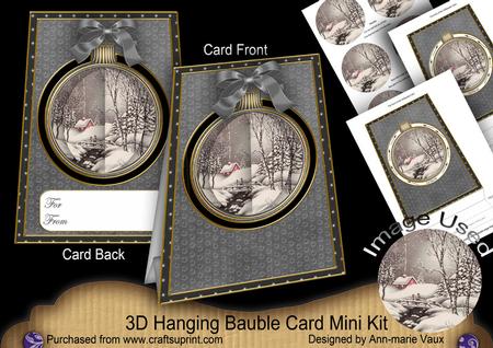 Winter Walk 3D Hanging Bauble Ornament Card Mini Kit