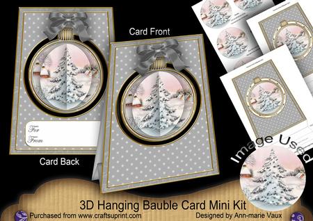Snow Tree 3D Hanging Bauble Ornament Card Mini Kit