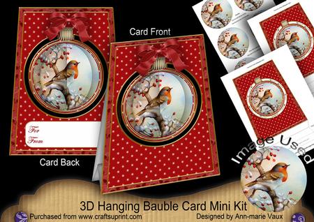 Red Robin 3D Hanging Bauble Ornament Card Mini Kit