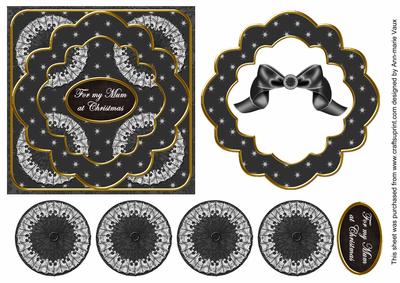 Black Flake My Mum 3D Rosette Decoupage Topper