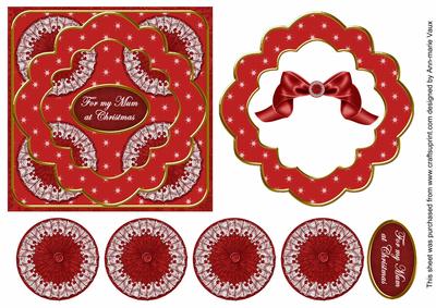 Red Flake My Mum 3D Rosette Decoupage Topper