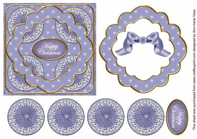 Blue Flake Happy Christmas 3D Rosette Decoupage Topper