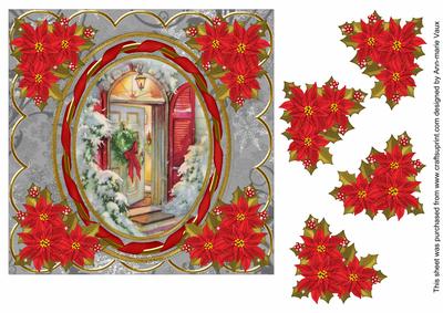 Christmas Door 7in Oval Ribbon Decoupage Topper