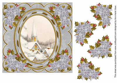 Ice Church 7in Oval Ribbon Decoupage Topper
