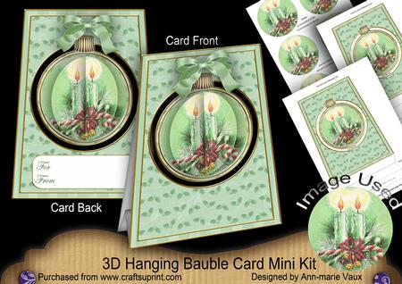 Candle Duo 3D Hanging Bauble Ornament Card Mini Kit