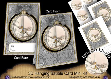 Ice Church 3D Floral Bauble Mini Card Front Kit