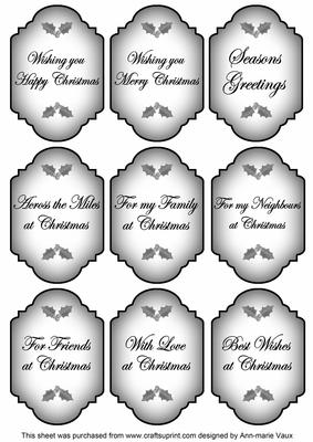 Black Christmas Fancy Sentiment Caption Labels