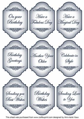 Blue Birthday Fancy Sentiment Caption Labels
