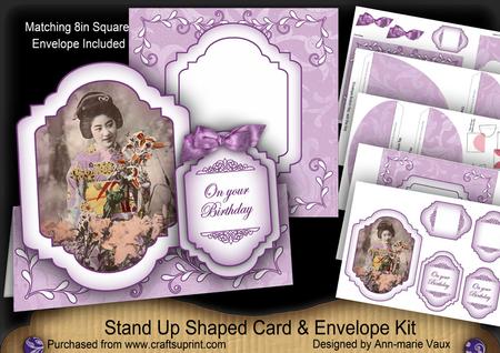 Oriental Lady Large Fancy Stand Up Card N Envelope Kit