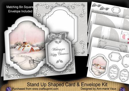 Snow Church Large Fancy Stand Up Card N Envelope Kit