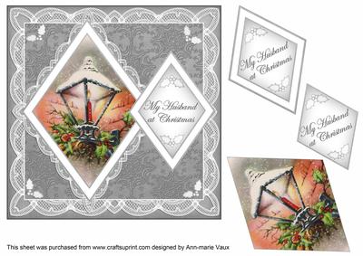 Silver Lantern My Husband 7in Double Diamond Topper
