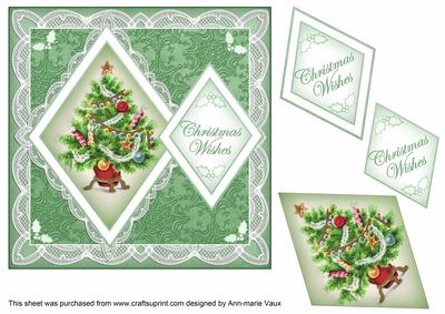Christmas Tree g Christmas Wishes 7in Double Diamond Topper