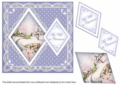 Blue Snowscene My Wife 7in Double Diamond Topper