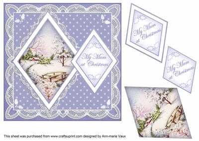 Blue Snowscene My Mum 7in Double Diamond Topper