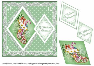 Christmas Stocking My Husband 7in Double Diamond Topper